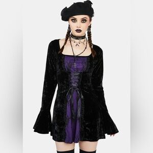 Dolls Kill Black and Purple Mini Dress